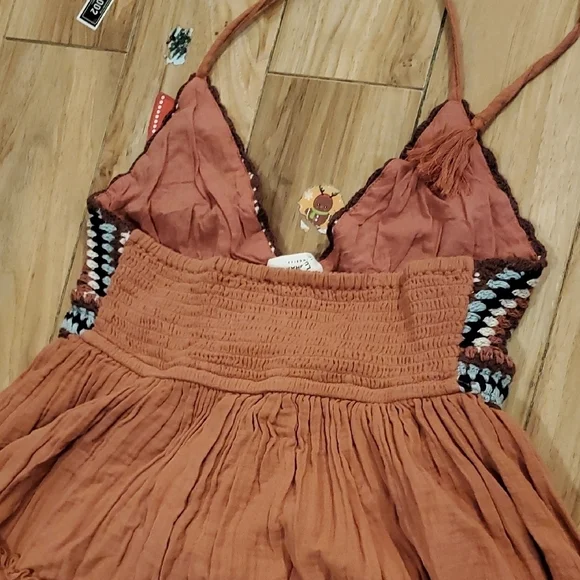 Lucky Brand Rust Crochet Top Halter Dress - Picture 6 of 8